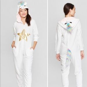 Winter Rainbow Unicorn Snuggy Onesie Sleepwear